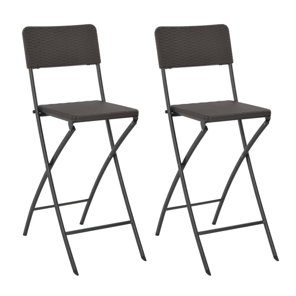 vidaXL Bar Chair | Set of 2 | Brown | HDPE and powder-coated steel | Standard