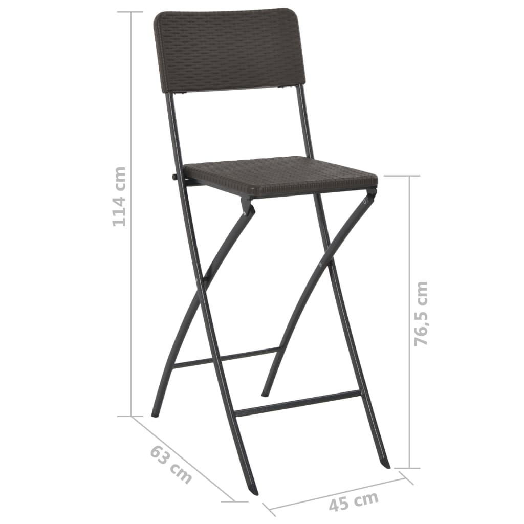 vidaXL Bar Chair | Set of 2 | Brown | HDPE and powder-coated steel | Standard