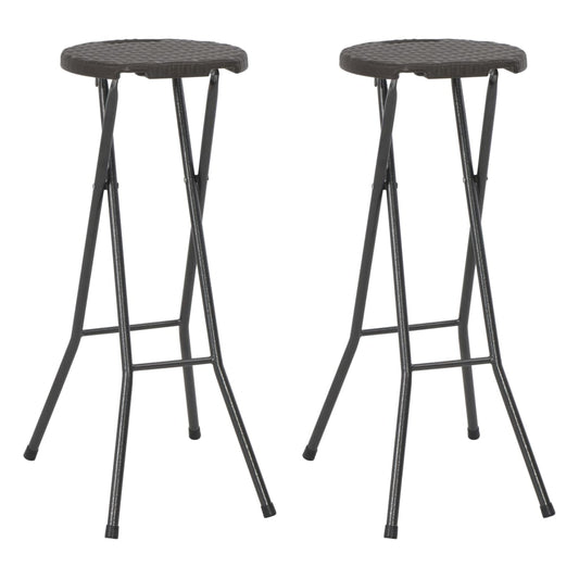 vidaXL Bar Chair | Set of 2 | Brown | HDPE | Standard | Foldable | Bar Stool