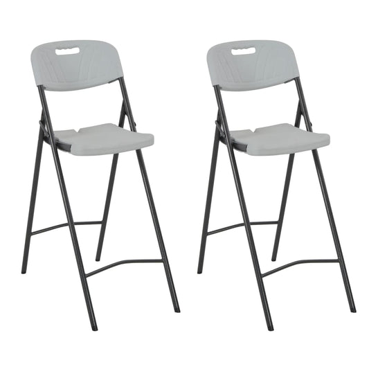 44561 vidaXL Folding Bar Chairs 2 pcs HDPE and Steel White