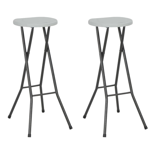 vidaXL Bar Chair | Set of 2 | White | HDPE and powder-coated steel | Foldable