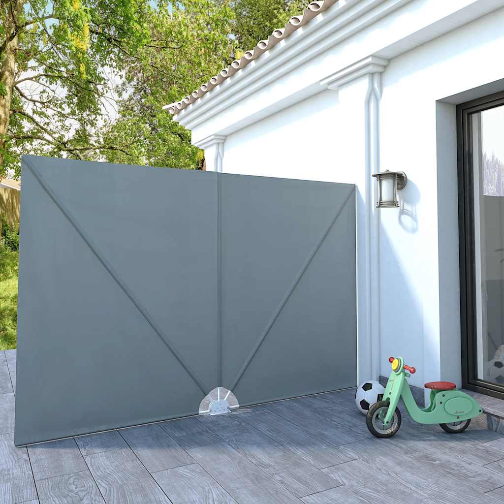 44565 vidaXL Collapsible Terrace Side Awning Grey 300x200 cm