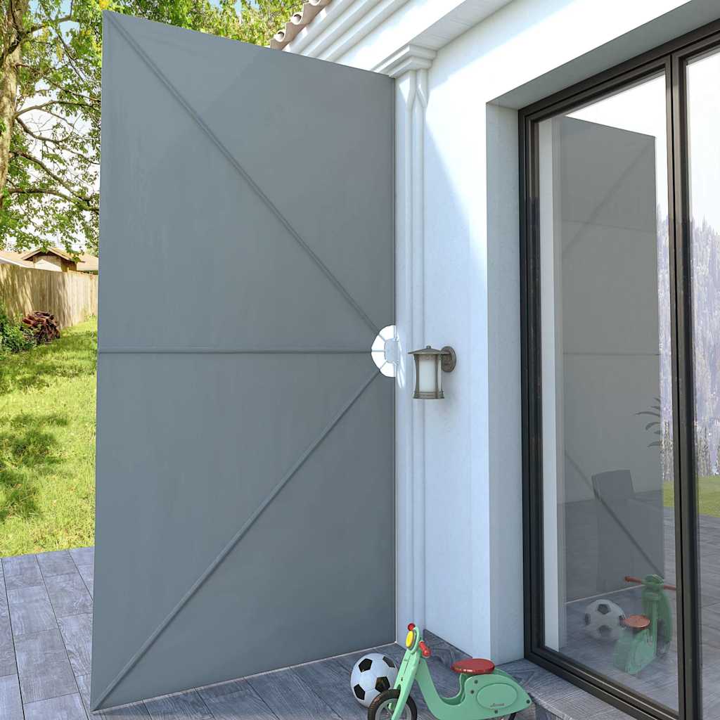 44566 vidaXL Collapsible Terrace Side Awning Grey 400x200 cm