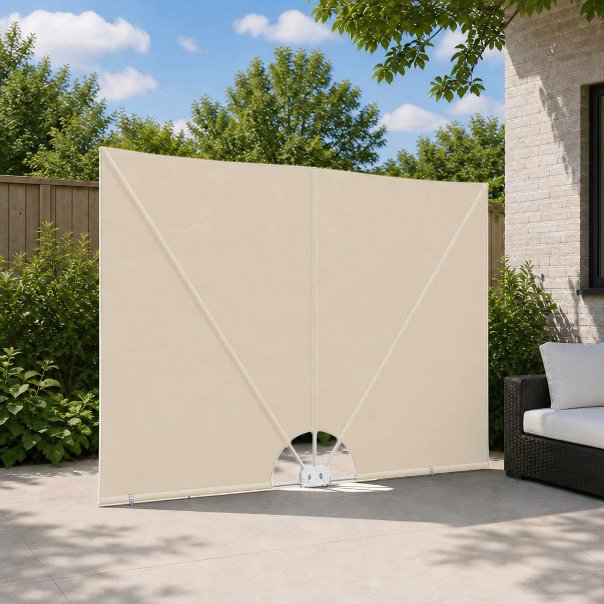 44569 vidaXL Collapsible Terrace Side Awning Cream 300x200 cm