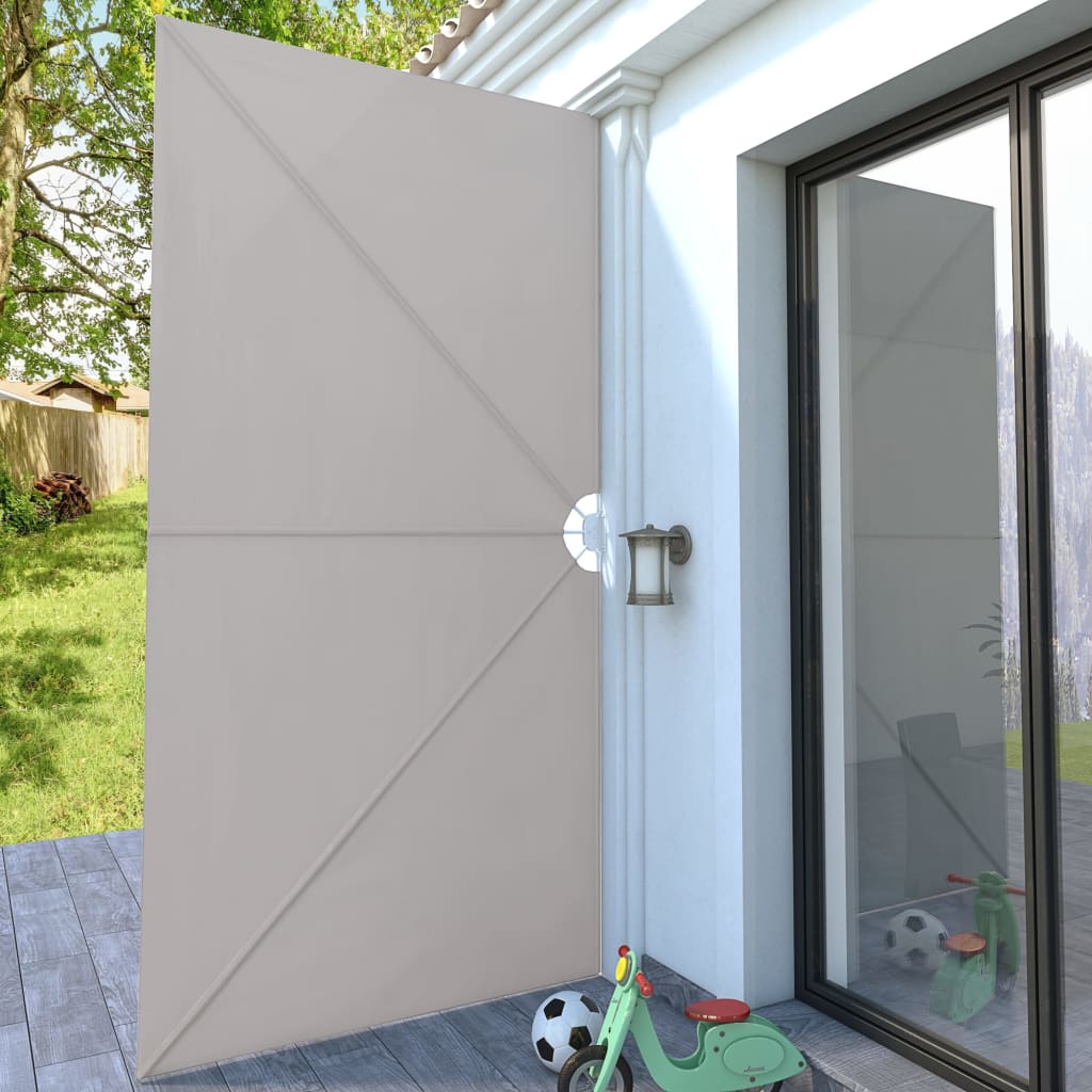 44570 vidaXL Collapsible Terrace Side Awning Cream 400x200 cm