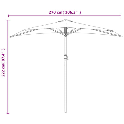 vidaXL Garden Parasol with Aluminium Pole Green 270x144 cm Half