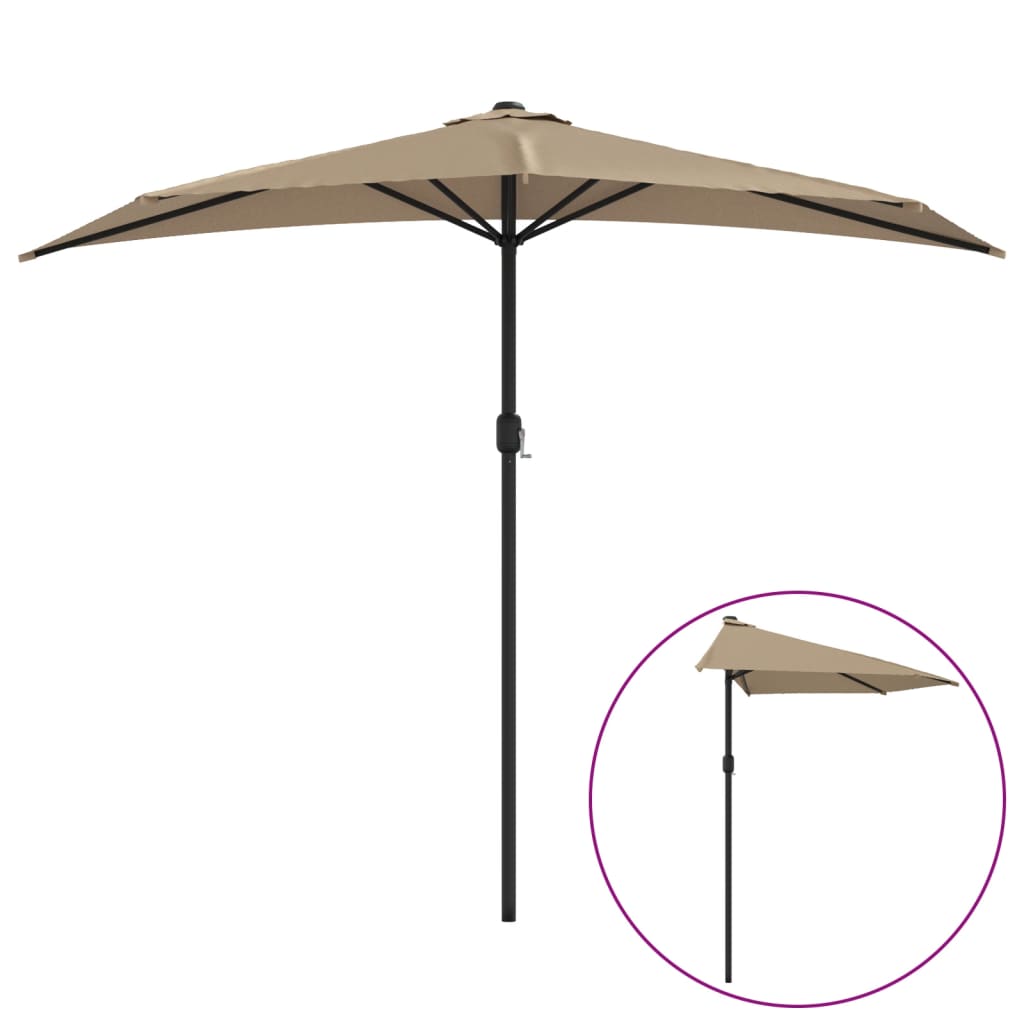 vidaXL Garden Parasol with Aluminium Pole Taupe 270x144 cm Half