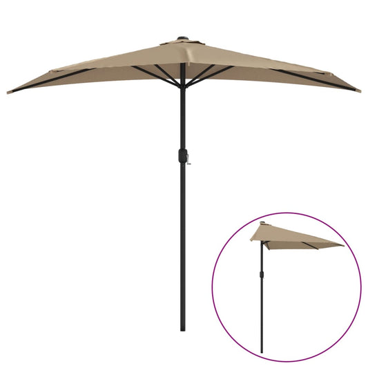 vidaXL Garden Parasol with Aluminium Pole Taupe 270x144 cm Half