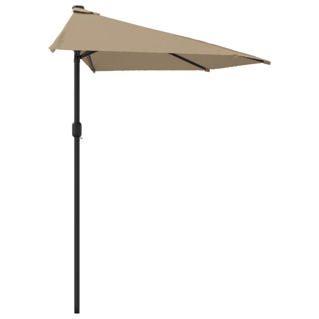 vidaXL Garden Parasol with Aluminium Pole Taupe 270x144 cm Half