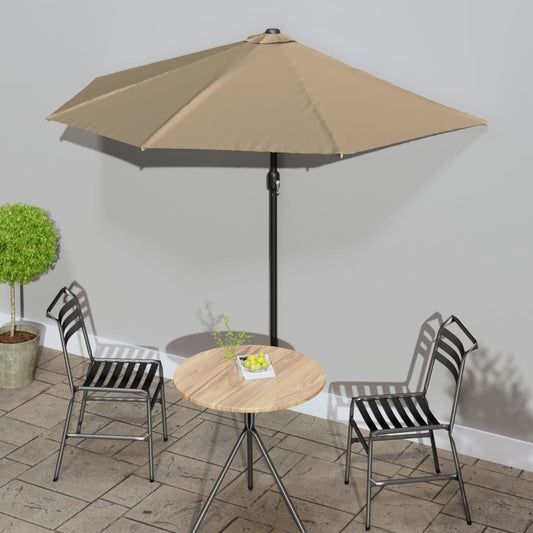 44590 vidaXL Balcony Parasol with Aluminium Pole Taupe 270x144 cm Half