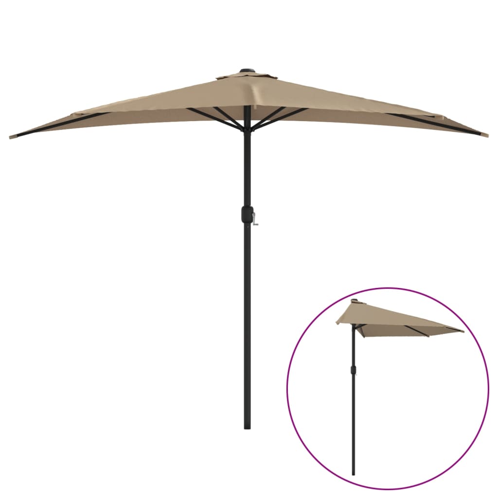 vidaXL Garden Parasol with Aluminium Pole Taupe 300x155 cm Half