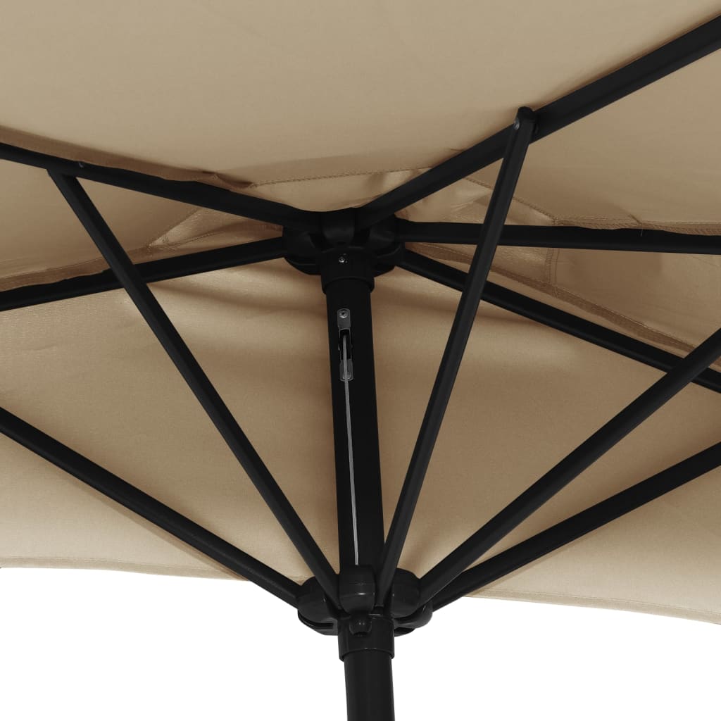 vidaXL Garden Parasol with Aluminium Pole Taupe 300x155 cm Half