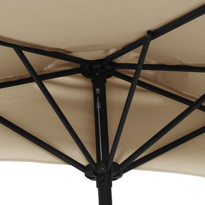 vidaXL Garden Parasol with Aluminium Pole Taupe 300x155 cm Half