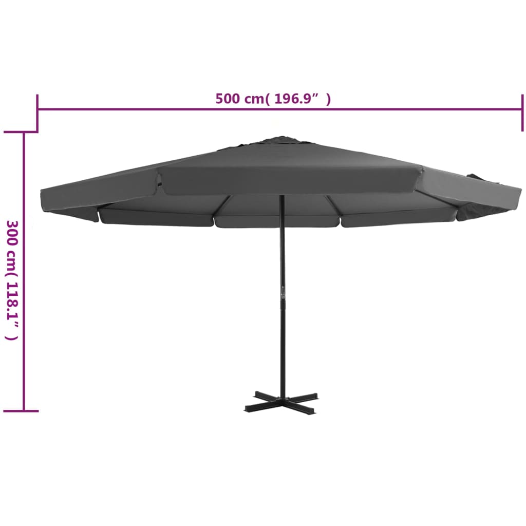 vidaXL Garden Parasol | Anthracite | Polyester | Large | Foldable