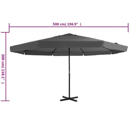 vidaXL Garden Parasol | Anthracite | Polyester | Large | Foldable