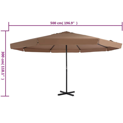 vidaXL Garden Parasol with Aluminium Pole 500 cm Taupe