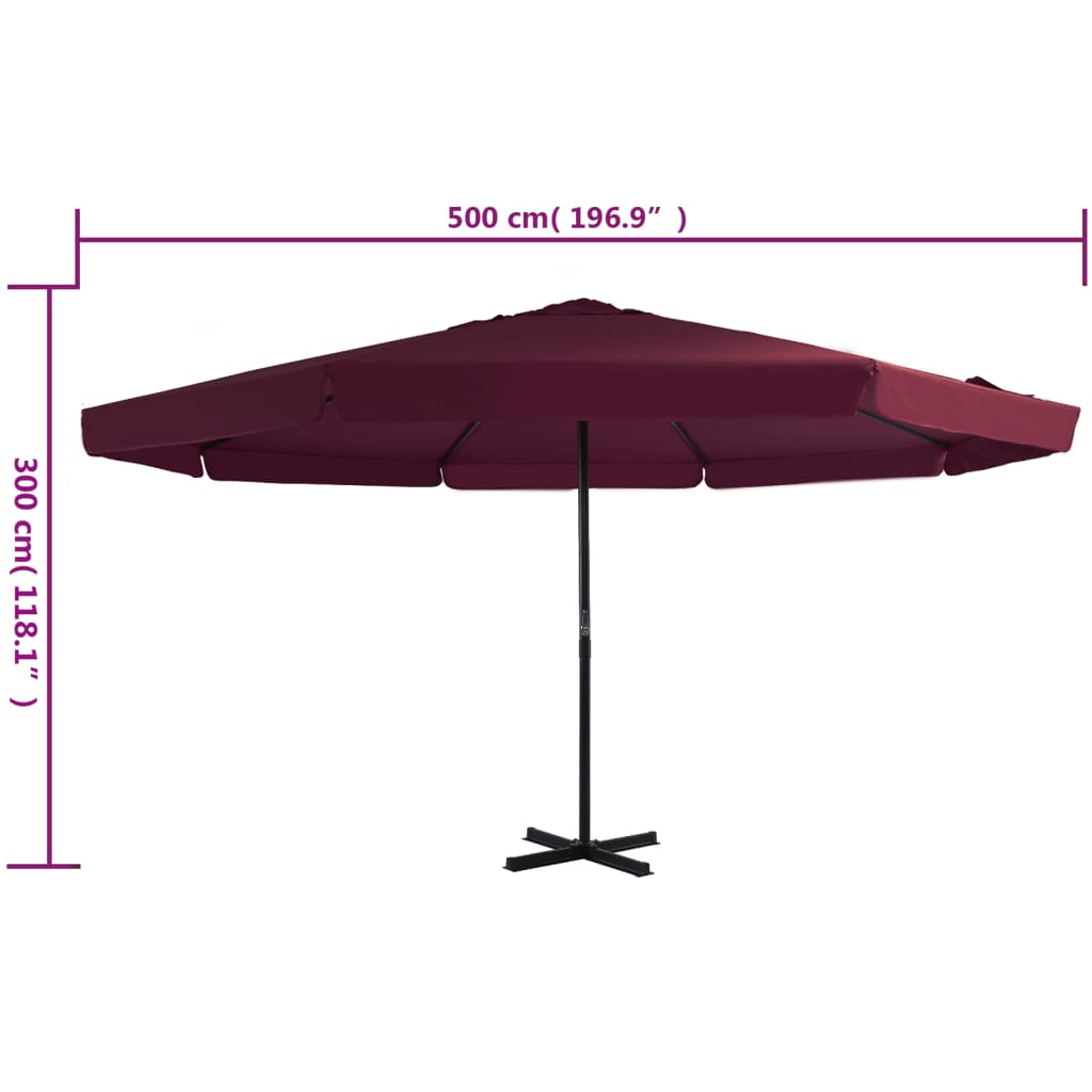 vidaXL Garden Parasol | Bordeaux Red | Polyester, Aluminium | Extra Large