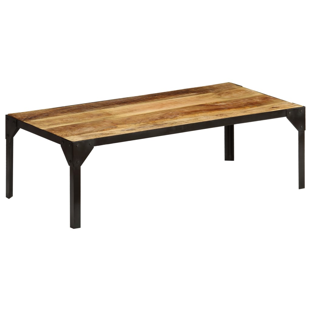 vidaXL Coffee Table Solid Rough Mango Wood and Steel 110 cm