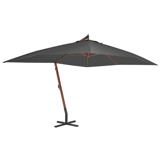 vidaXL Cantilever Garden Parasol with Wooden Pole 400x300cm Anthracite