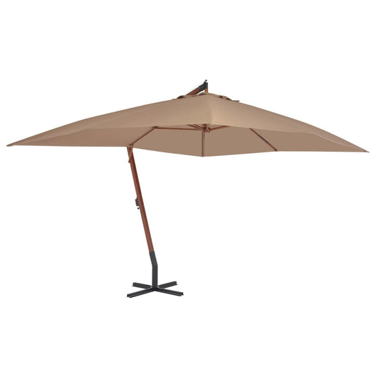 vidaXL Cantilever Garden Parasol | Taupe | Laminated Bamboo, Firwood, Polyester