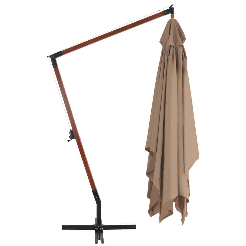 vidaXL Cantilever Garden Parasol | Taupe | Laminated Bamboo, Firwood, Polyester