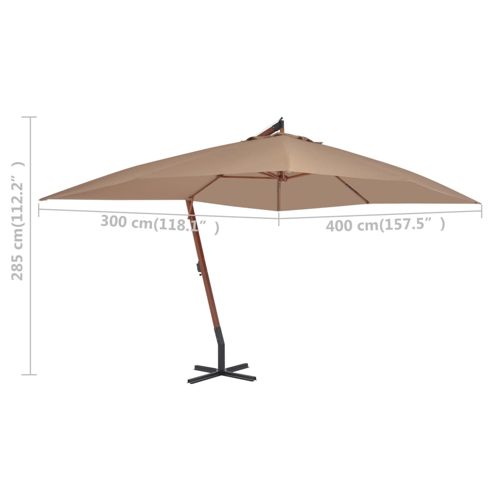 vidaXL Cantilever Garden Parasol | Taupe | Laminated Bamboo, Firwood, Polyester