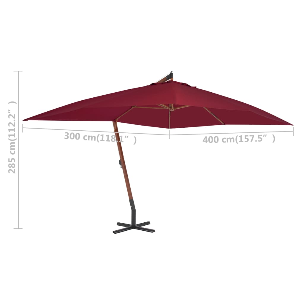 vidaXL Cantilever Garden Parasol | Bordeaux red