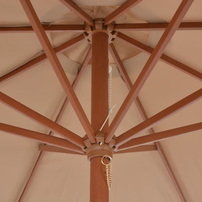vidaXL Garden Parasol with Wooden Pole 300 cm Taupe