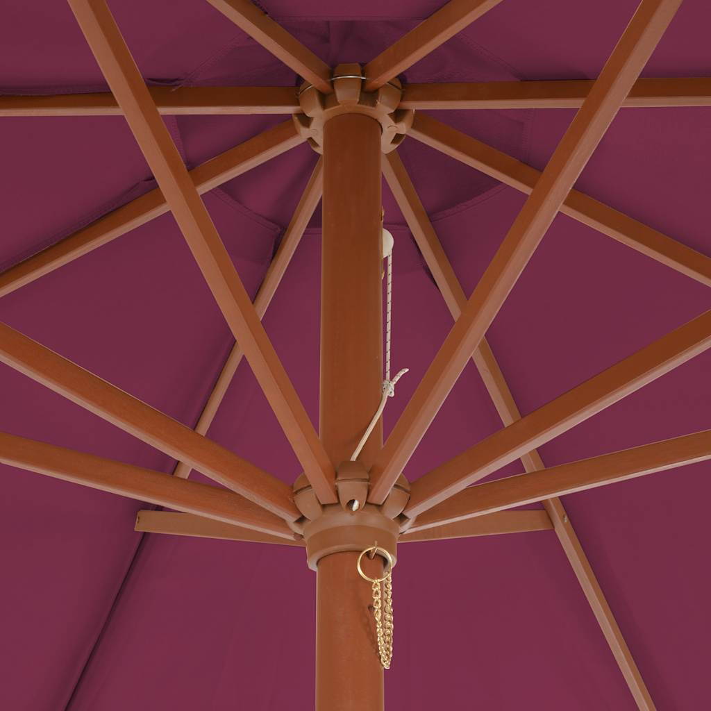 44497 vidaXL Outdoor Parasol with Wooden Pole 300 cm Bordeaux Red
