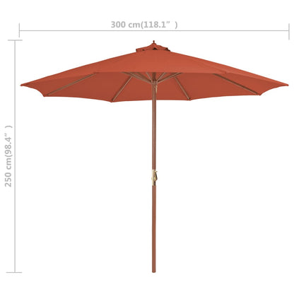 vidaXL Garden Parasol with Wooden Pole 300 cm Terracotta