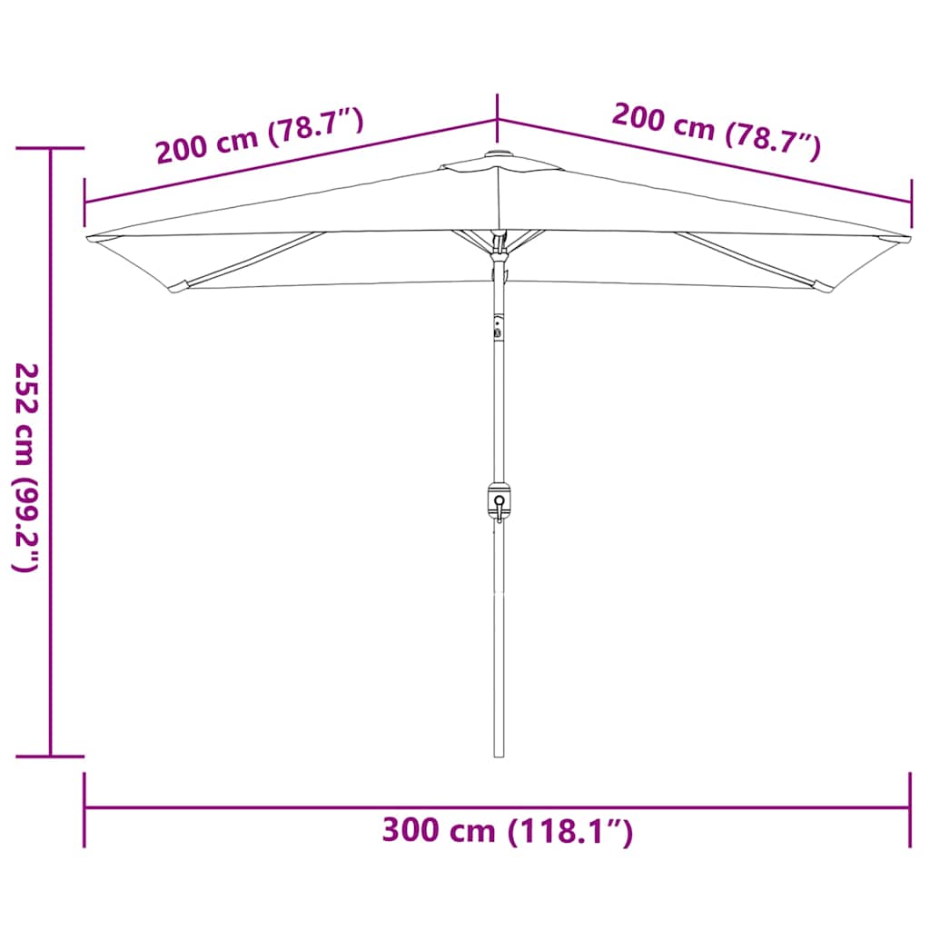 vidaXL Garden Parasol with Metal Pole 300x200 cm Anthracite