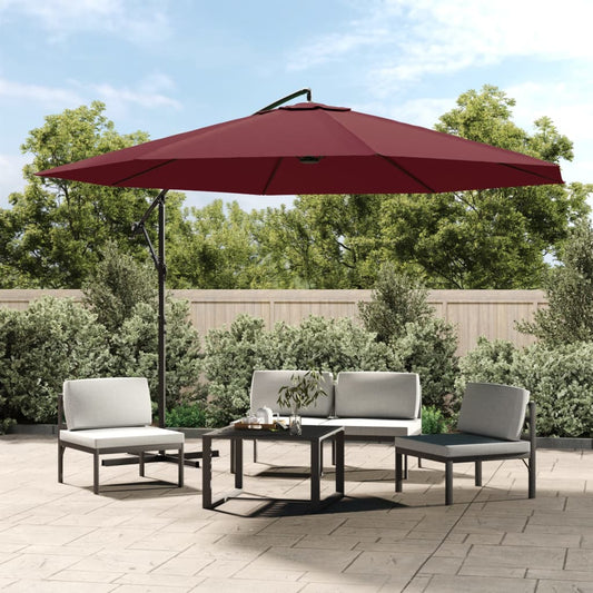 vidaXL Cantilever Garden Parasol | Bordeaux Red | Polyester, Metal, Steel