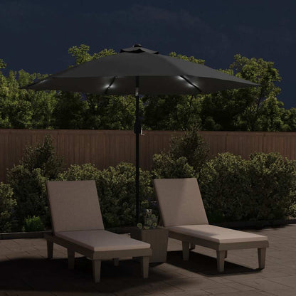 vidaXL Outdoor Parasol with LED Lights and Steel Pole 300cm Anthracite