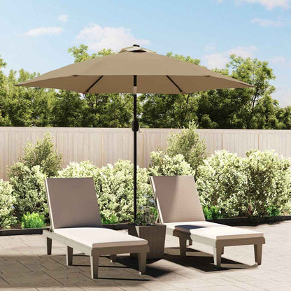 vidaXL Outdoor Parasol with LED Lights and Steel Pole 300 cm Taupe