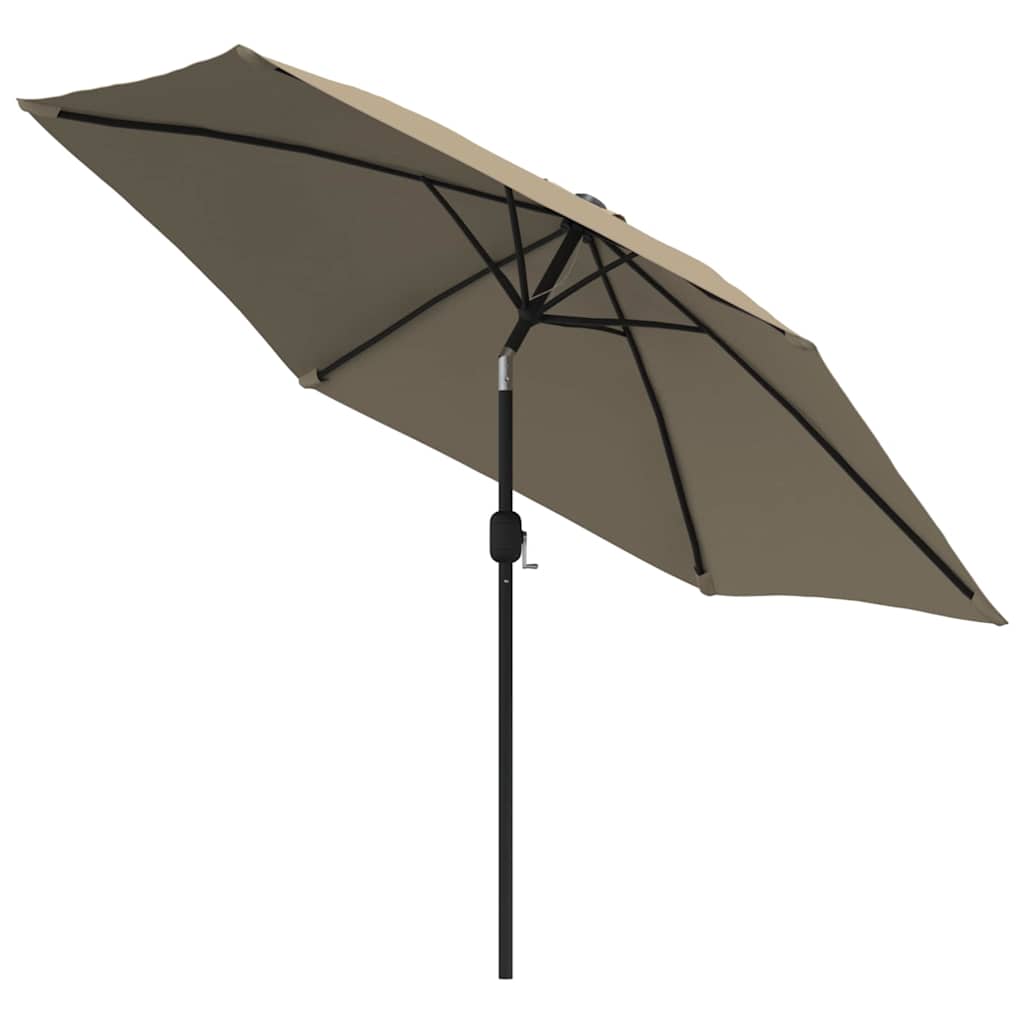vidaXL Outdoor Parasol with LED Lights and Steel Pole 300 cm Taupe