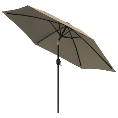 vidaXL Outdoor Parasol with LED Lights and Steel Pole 300 cm Taupe