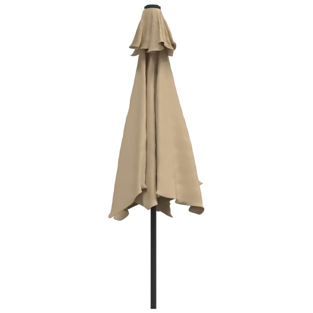 vidaXL Garden Parasol with LED Lights and Steel Pole 300 cm Taupe