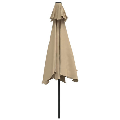 vidaXL Outdoor Parasol with LED Lights and Steel Pole 300 cm Taupe