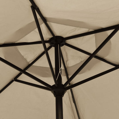vidaXL Garden Parasol with LED Lights and Steel Pole 300 cm Taupe