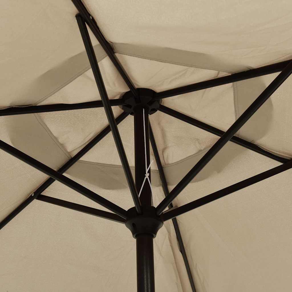 vidaXL Outdoor Parasol with LED Lights and Steel Pole 300 cm Taupe