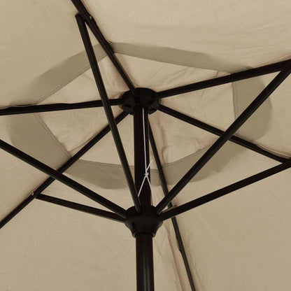 vidaXL Outdoor Parasol with LED Lights and Steel Pole 300 cm Taupe
