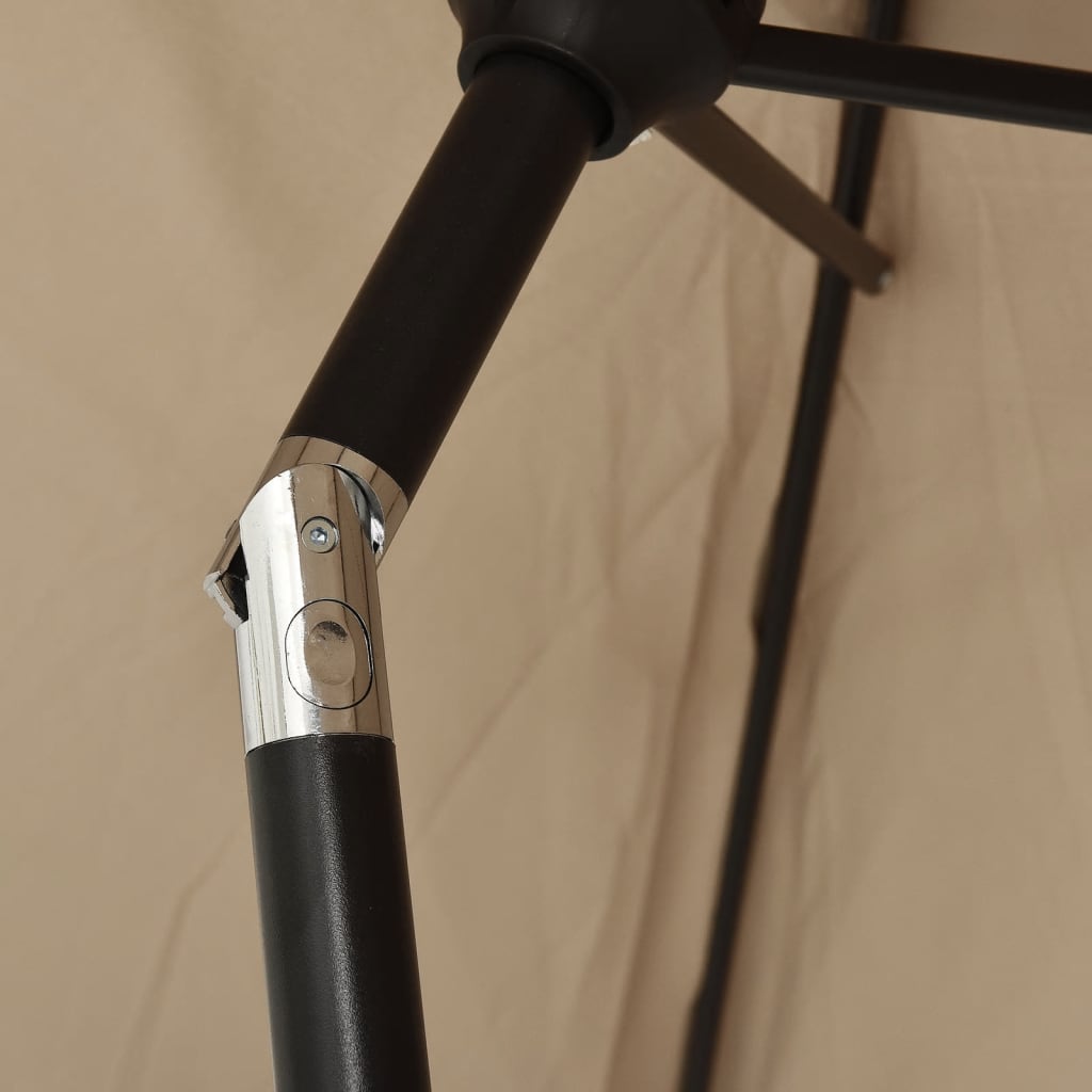vidaXL Garden Parasol with LED Lights and Steel Pole 300 cm Taupe