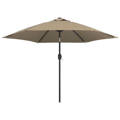 vidaXL Outdoor Parasol with LED Lights and Steel Pole 300 cm Taupe