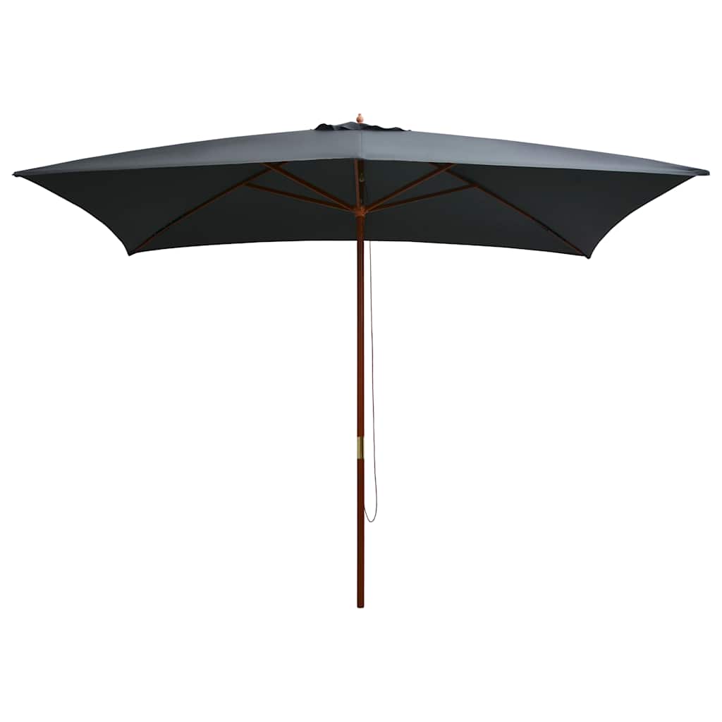 44513 vidaXL Outdoor Parasol with Wooden Pole 200x300 cm Anthracite