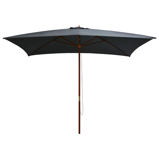 44513 vidaXL Outdoor Parasol with Wooden Pole 200x300 cm Anthracite