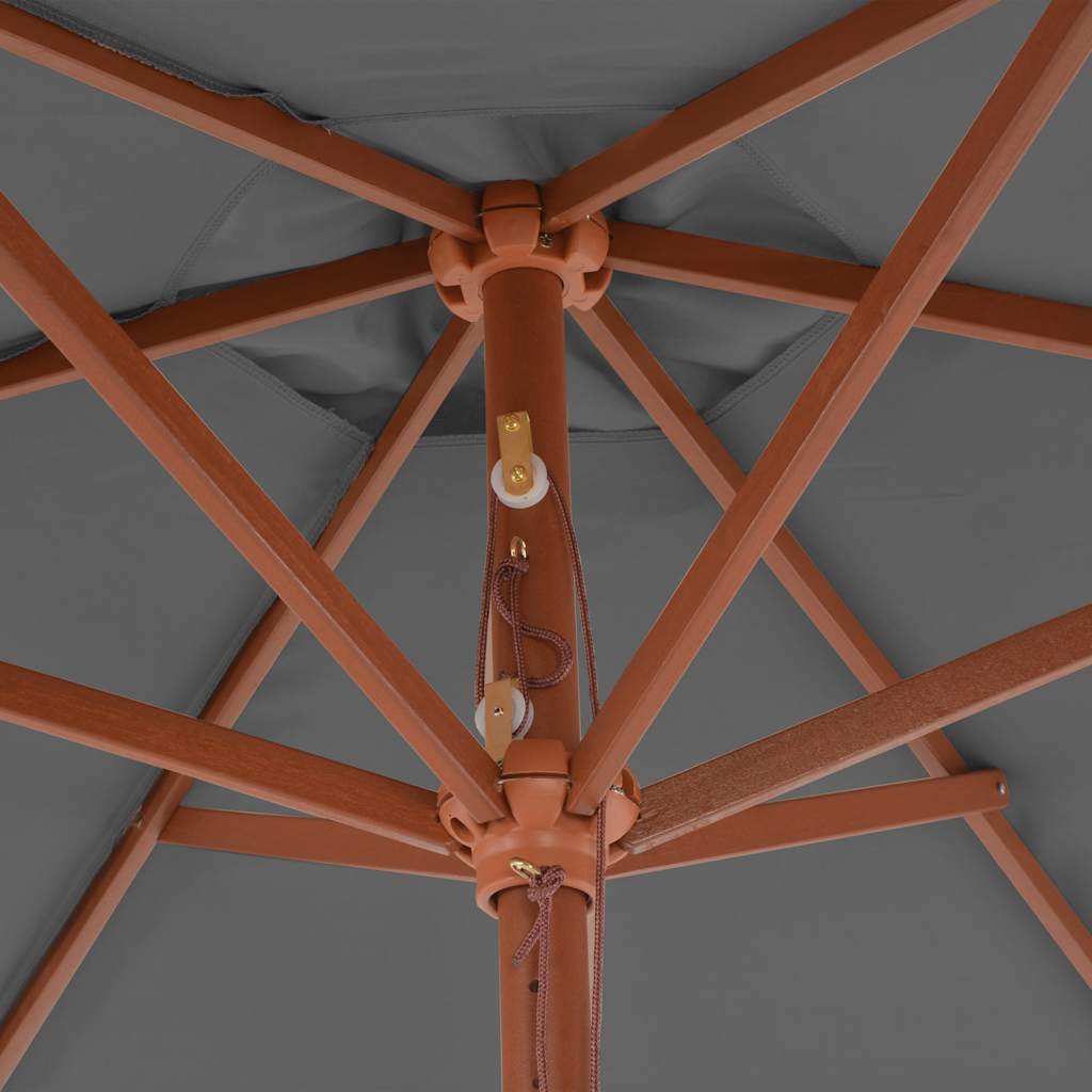44515 vidaXL Outdoor Parasol with Wooden Pole 270 cm Anthracite