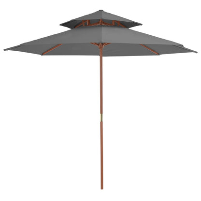 vidaXL Parasol | Anthracite | Laminated bamboo, hardwood, polyester