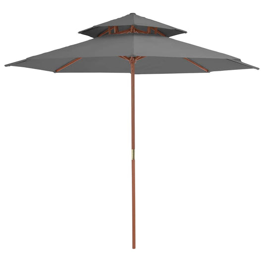 44519 vidaXL Double Decker Parasol with Wooden Pole 270 cm Anthracite