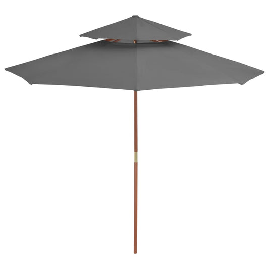 vidaXL Parasol | Anthracite | Laminated bamboo, hardwood, polyester