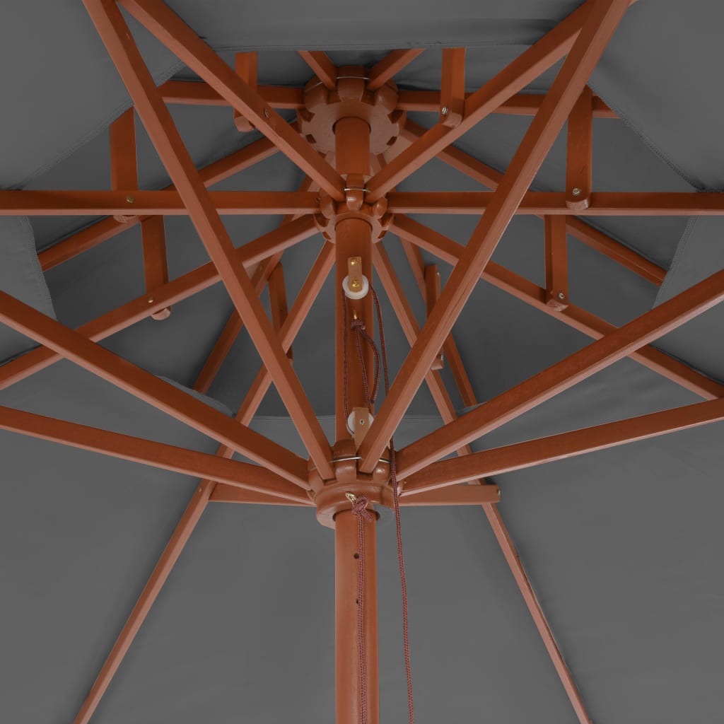 vidaXL Parasol | Anthracite | Laminated bamboo, hardwood, polyester